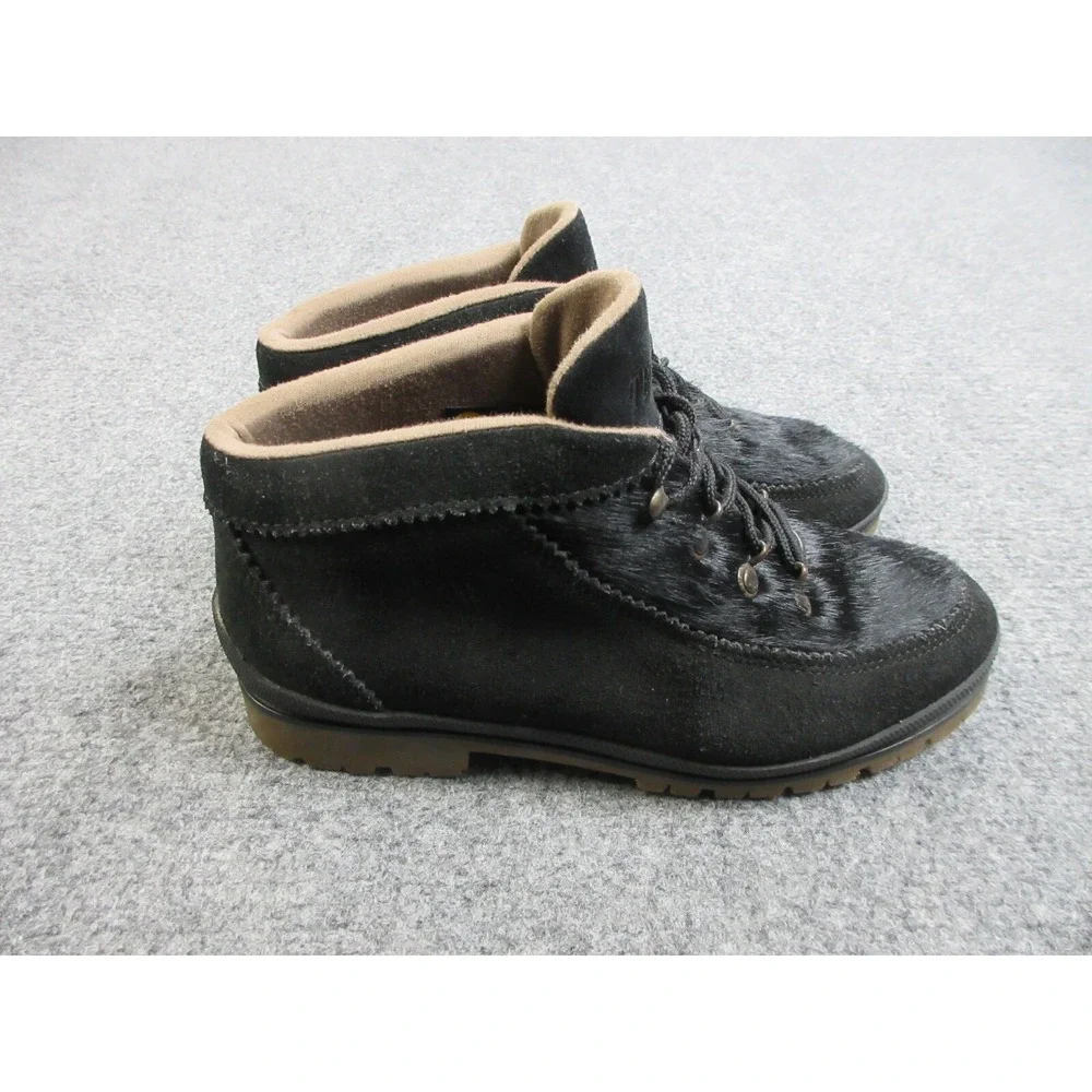 Tecnica Goat Hair Boots Womens Size 9 Black Lace Up Shoes Ankle Booties EU39